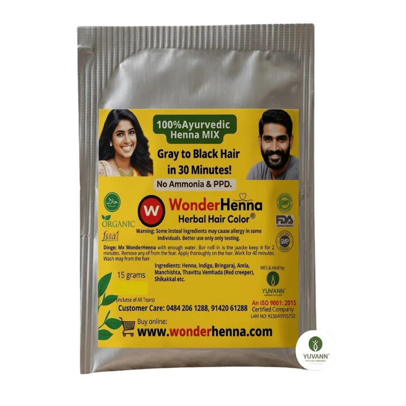 WonderHenna Herbal Hair Color® – 100% Natural Ammonia & PPD Free Herbal Hair Dye (15g)